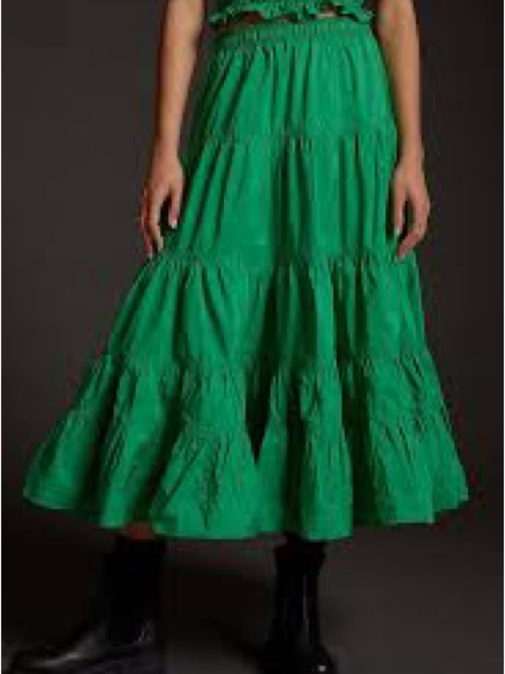 Folia Bright Green Tiered Maxi Skirt – Women's